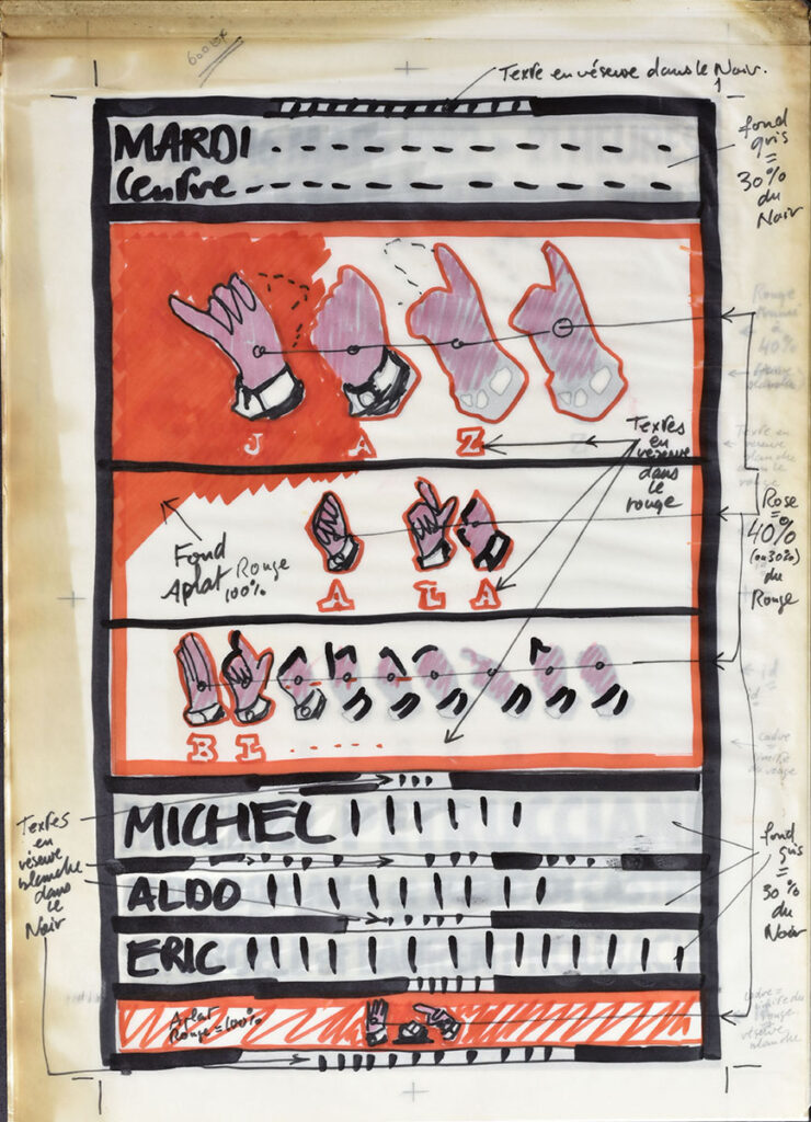1982.03.16-Maquette02.1-Oreille-est-Hardie-740x1024 Jazz à la Blaiserie – Maquettes préparatoires d’une affiche que je n’ai jamais vue imprimée