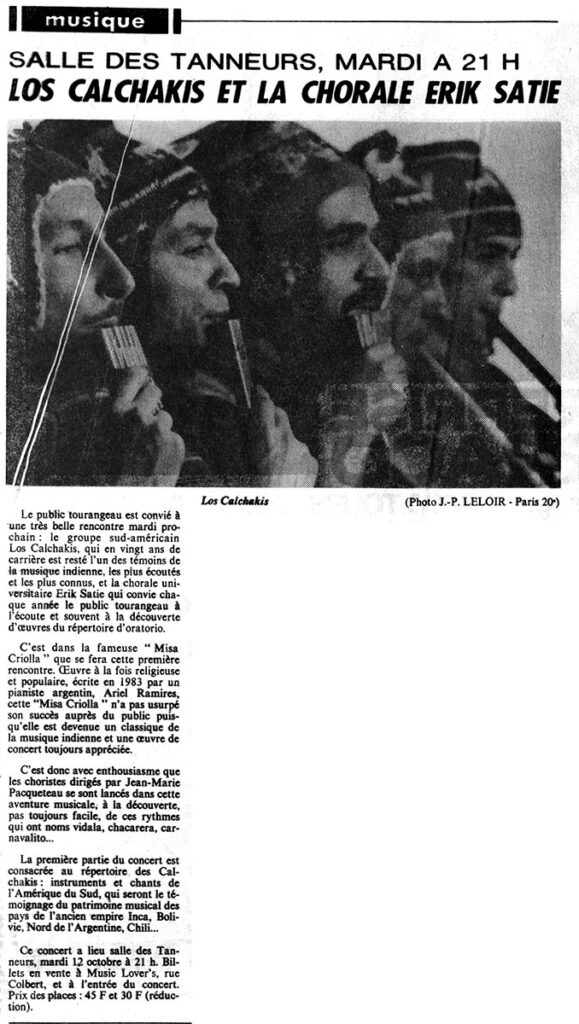 1982.10.09-NRCO.4ADa-579x1024 Los Calchakis, Chorale Erik Satie (12/10/82)