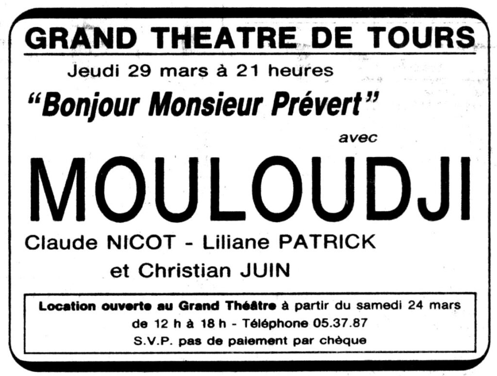 1984.03.17-NRCO.4ADPRE000521-1024x775 Mouloudji "Bonjour Monsieur Prévert" (29/03/84)