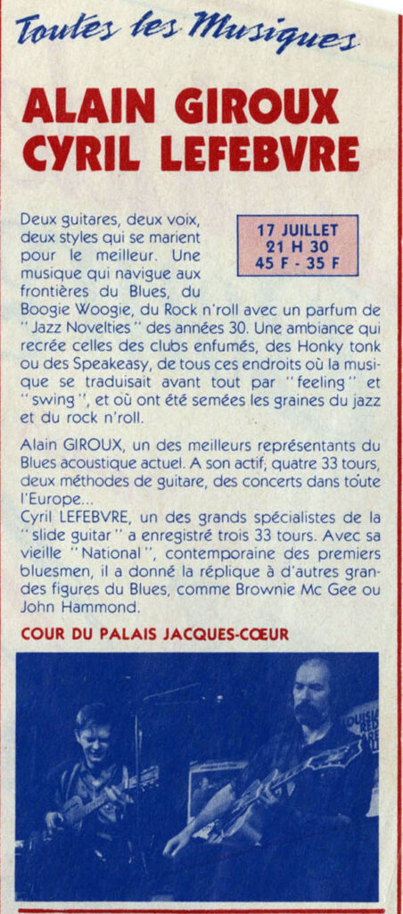 1987.07.17-BourgesV2BergeracPRa-452x1024 "Ballades à Bourges" Alain Giroux, Cyril Lefebvre (17/07/87)