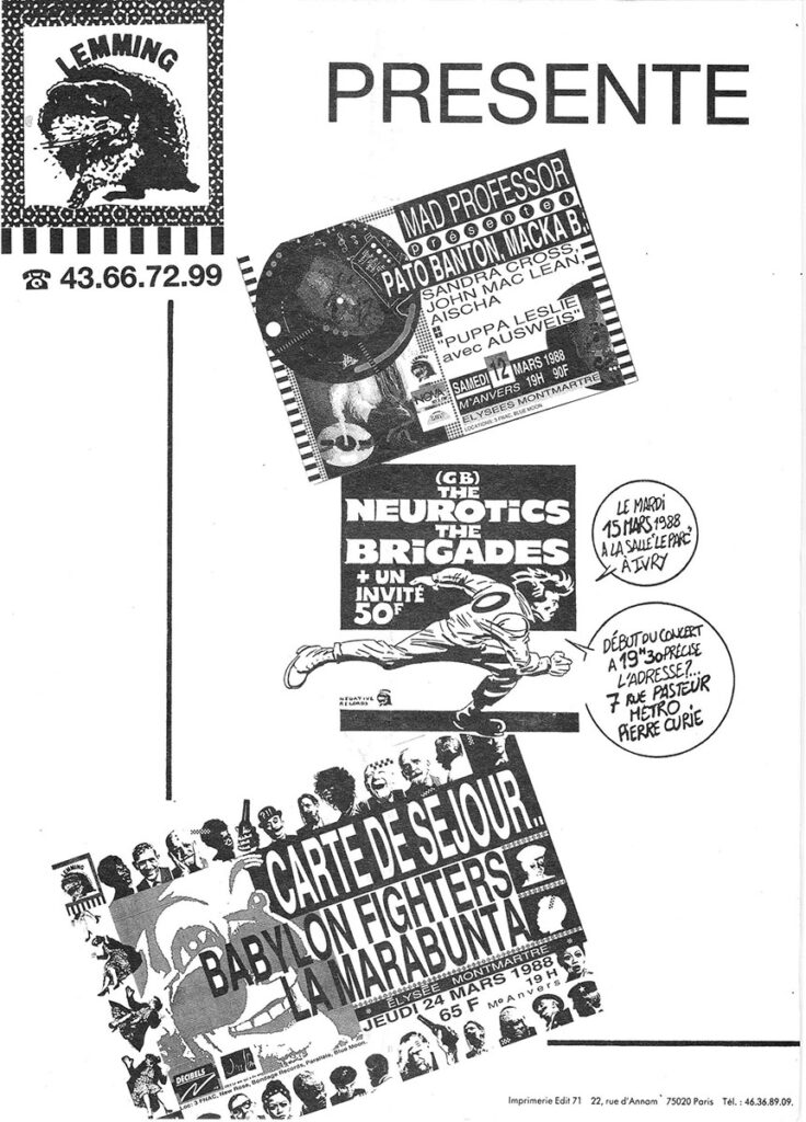 1988.03.12-Lemming-Flyer01-Milouf-736x1024 The Brigades, the Neurotics (15/03/88)