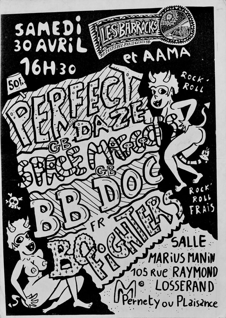 1988.04.030-Affiche01-A3-photocopiee-Milouf-730x1024 Perfect Daze, Space Maggots, BB Doc, BC Fighters (30/04/88)