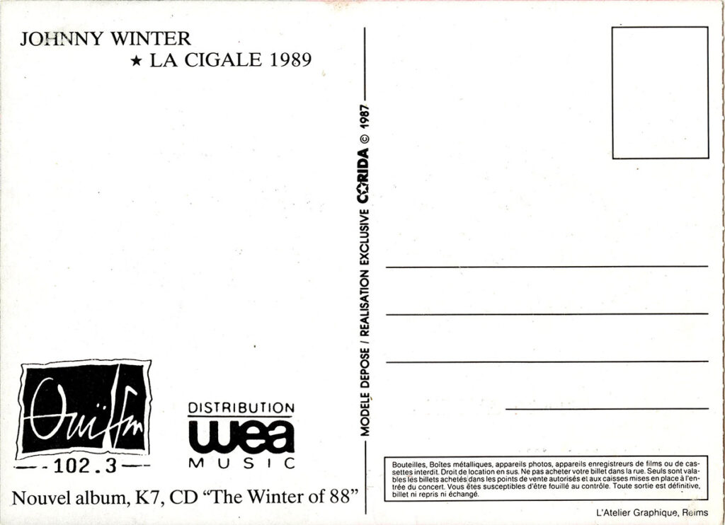1989.02.07-Bruno-BoussardTIv-1024x742 Johnny Winter, Garzen (07/02/89)