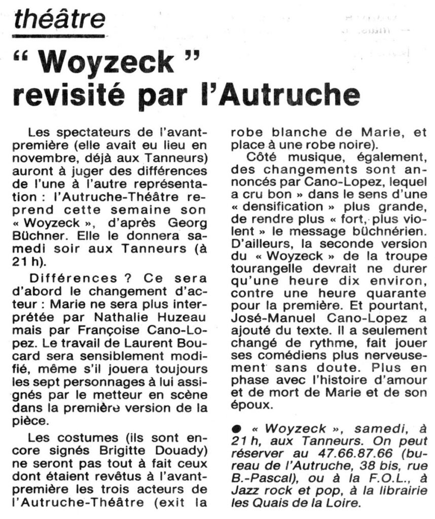 1987.01.15-NRCO.3ADPREa-858x1024 Autruche Théâtre "Woyzeck" (17/01/87)