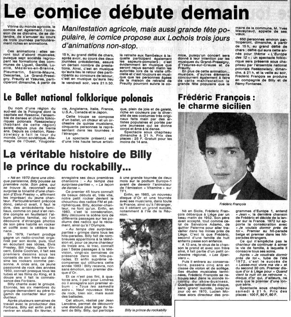 1987.08.20-NRCO.6ADPREa-939x1024 "Comice agricole de Loches" Frédéric François, Billy (23/08/87)