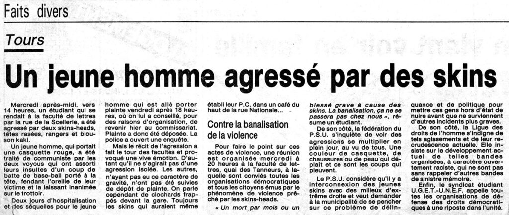 1988.11.22-NRCO-Eric-SionneauPR351-1024x434 Un jeune homme agressé par des skins (16/11/88)