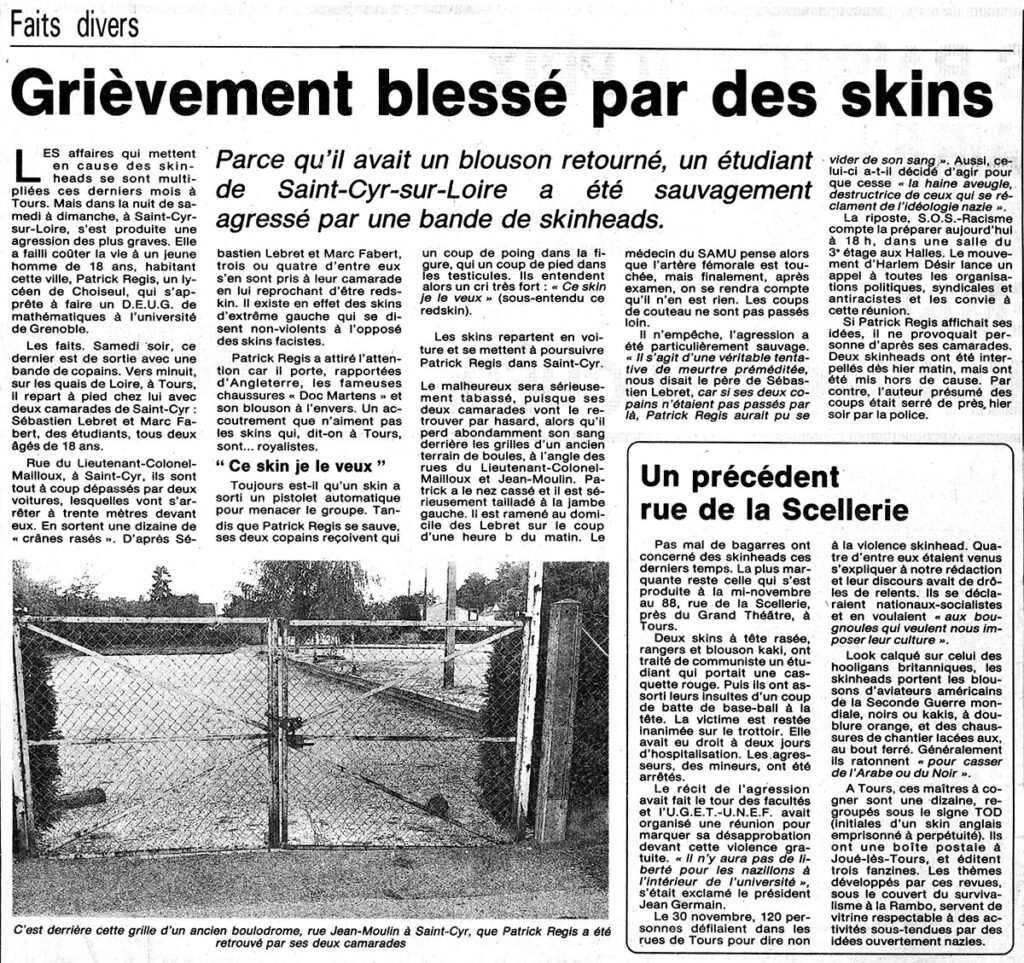 1989.09.04-NRCO-Eric-SionneauPR324-1024x963 Grièvement blessé par des skins (02/09/89)
