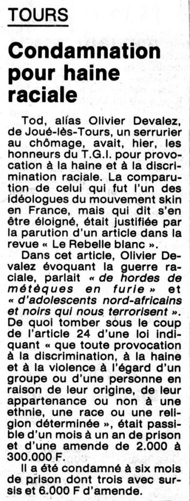 1989.09.29-NRCO-Eric-SionneauPR316-389x1024 Condamnation pour haine raciale (28/09/89)