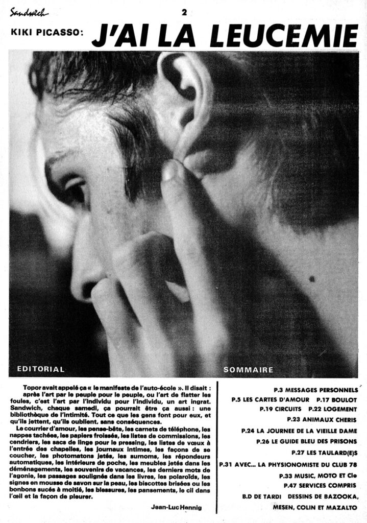 1980-01-12-Sandwich-n7-MureauPRE02-719x1024 Kiki Picasso : J'ai la leucémie