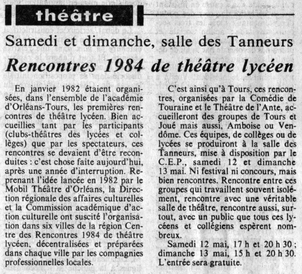 1984.05.10-NRCO.4ADPRE000592-1024x929 "Rencontres de théâtre lycéen" (12 et 13/05/84)