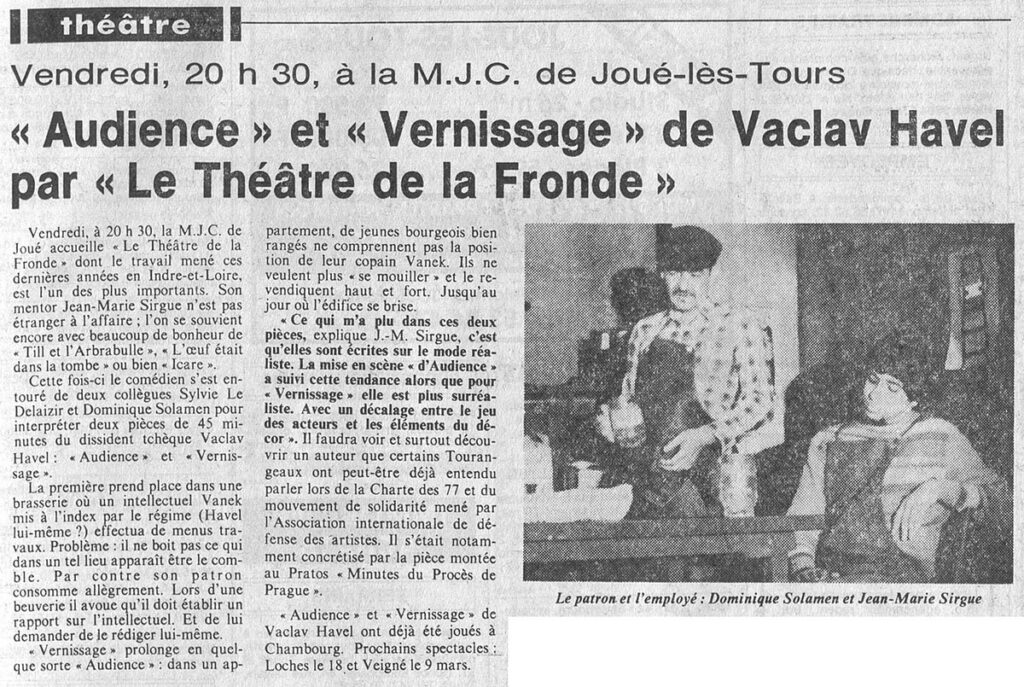 1985.01.09-NRCO.5ADPREa-1024x687 Théâtre de la Fronde "Audience" et "Vernissage" (11/01/85)