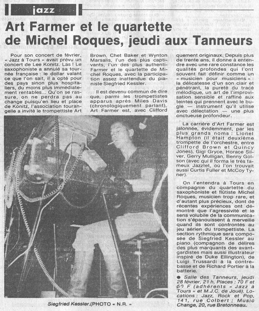 1985.02.26-NRCO.5ADPREa-851x1024 Art Farmer, Michel Roques Quartette (28/02/85)
