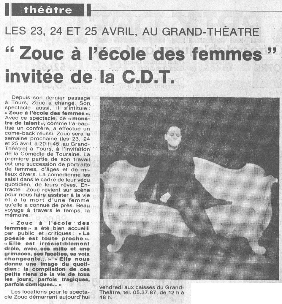 1985.04.19-NRCO.4ADPREa-950x1024 Zouc "Zouc à l’école des femmes" (23 au 25/04/85)
