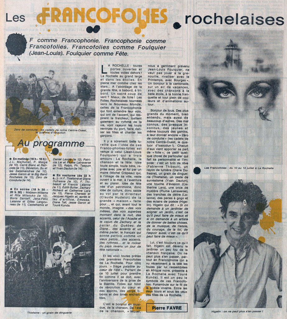 1985.07.10-NRCO.JADPRE-923x1024 "Francofolies" (12 au 14/07/85)