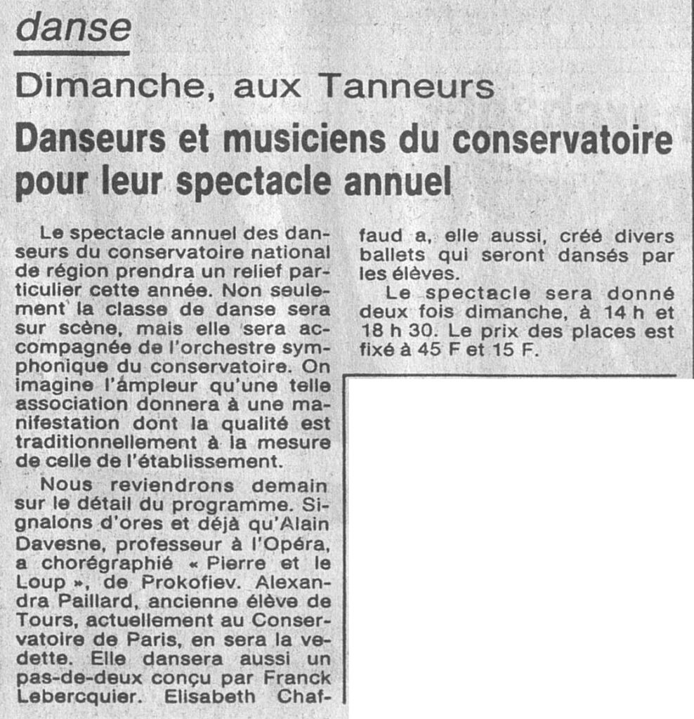 1986.02.14-NRCO.5ADPREa-988x1024 Élèves danseurs du conservatoire, Orchestre symphonique du conservatoire (16/02/86)