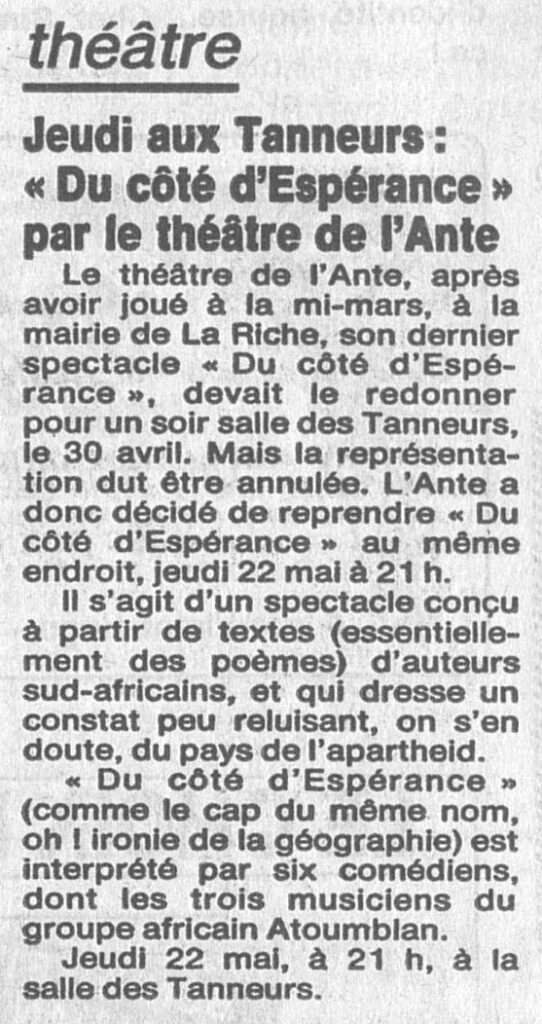 1986.05.20-NRCO.5ADPREa-542x1024 Théâtre de l’Ante "Du côté d’Espérance" (22/05/86)