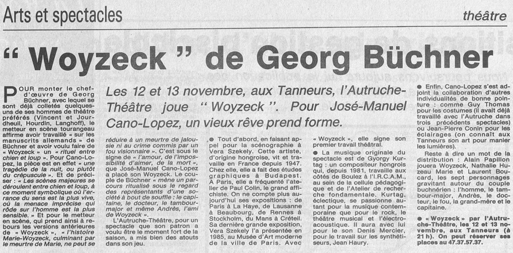 1986.11.08-NRCO.5ADPREa-1024x505 Autruche Théâtre "Woyzeck" (12 et 13/11/86)
