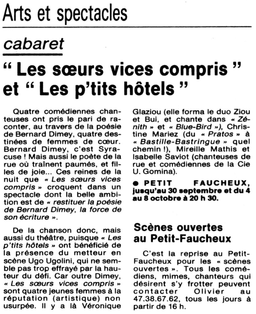 1988.09.27-NRCO.3ADPREc-835x1024 "Les sœurs vices compris" et "Les p’tits hôtels" (27 au 30/09 et 04 au 08/10/88)