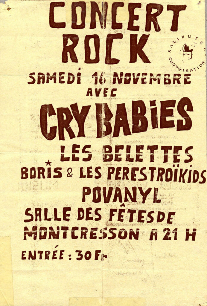 1991.11.16-Herve-ChardonneauFLr-692x1024 Cry Babies, Les Belettes, Boris & les Perestroïkids, Povanyl (16/11/91)