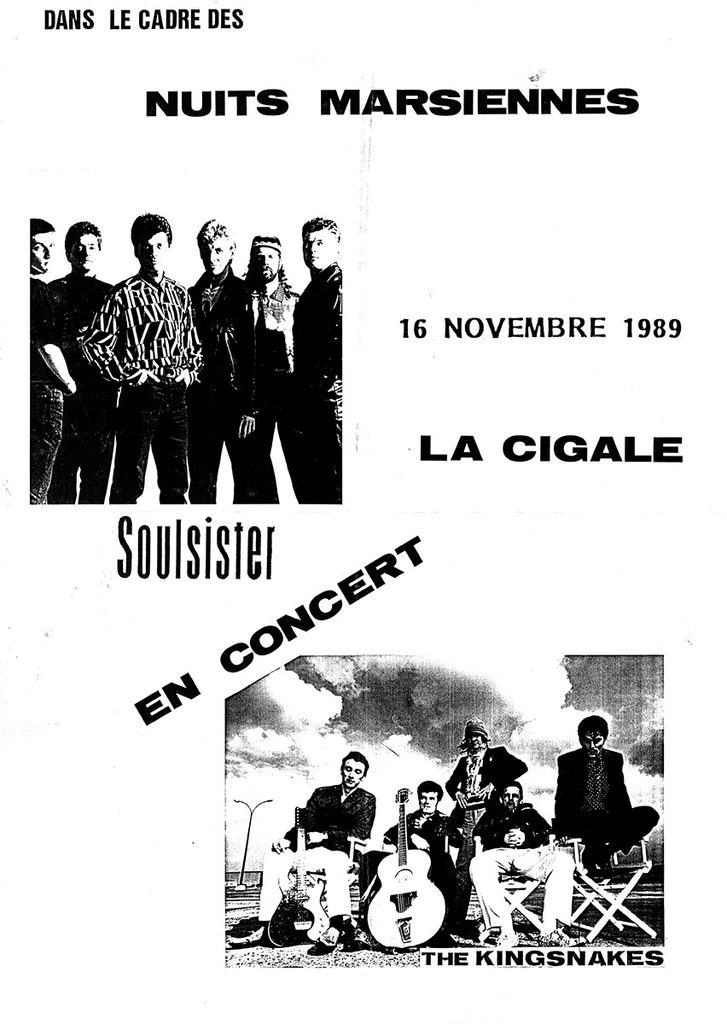 1989.11.16-A3-photocopiee-MinoAF061-727x1024 "Nuits Marsiennes" Soulsister, The Kingsnakes (16/11/89)