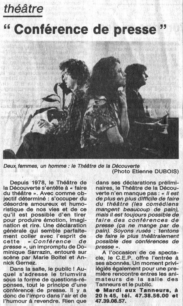 1988.10.15-NRCO.6ADPREd-614x1024 Théâtre de la Découverte "Conférence de presse" (18/10/88)